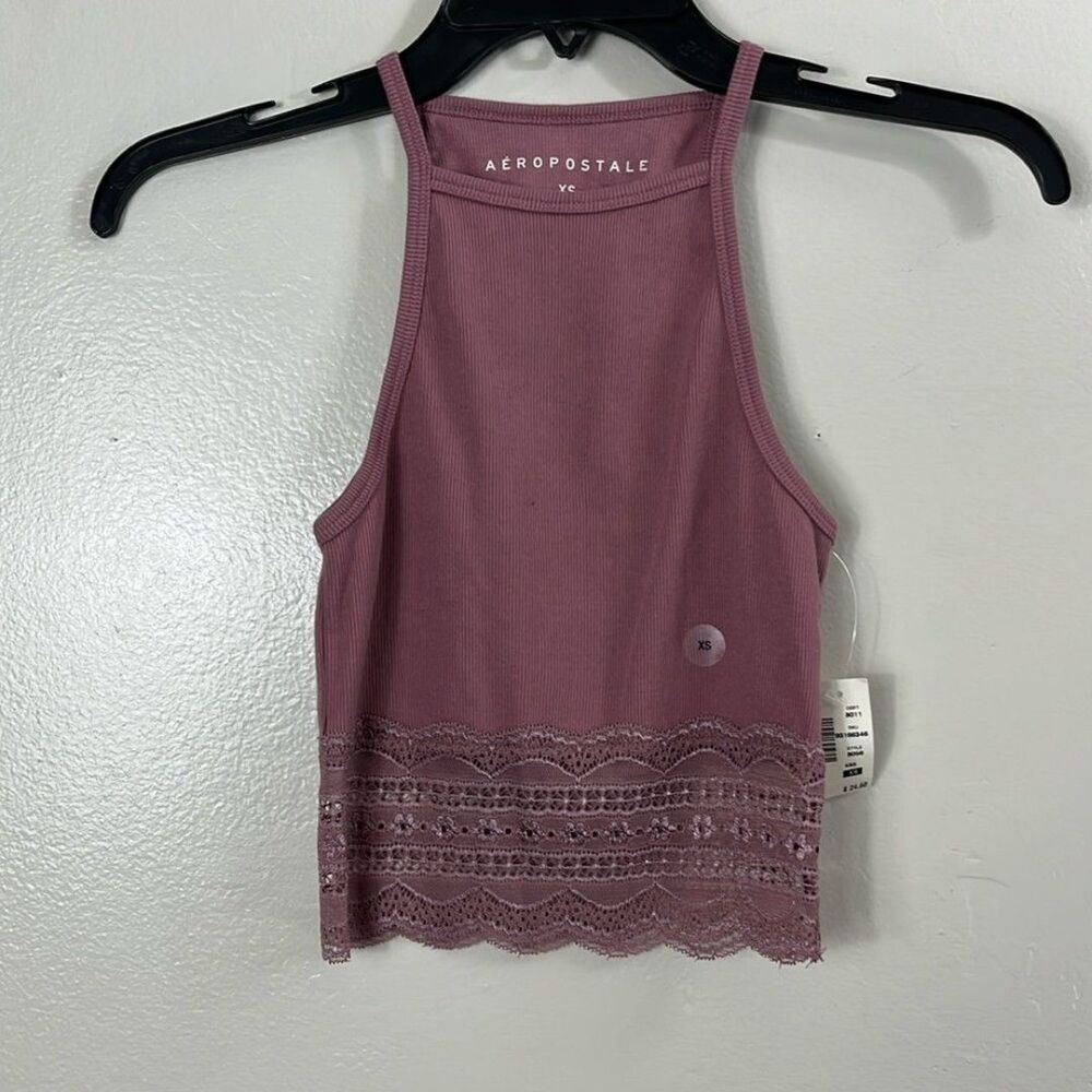 Aeropostale Tank Top /Sleeveless Blouse Pink with Crochet Trim Women’s XS